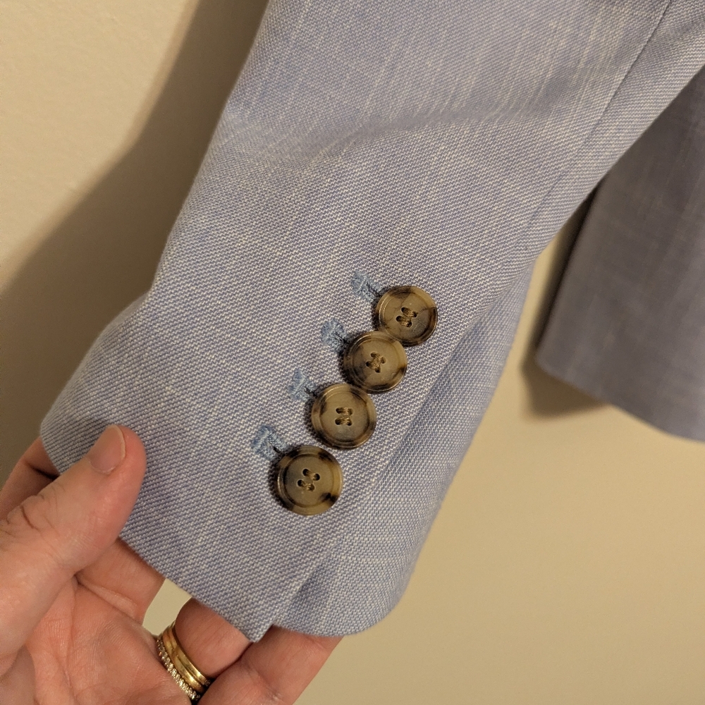 Ann Taylor Notched One Button Blazer - Light Blue (Wisteria) - Picture 6 of 7